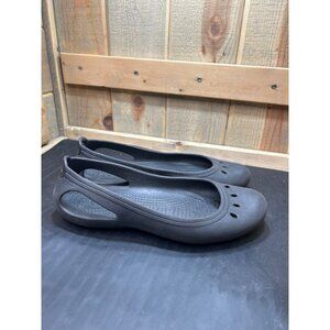 Crocs Womens Black Flats With Cutout Design Size 10 Lightweight Slip-On Shoes